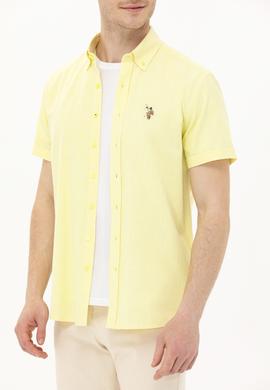Erkek Açık Sarı Kısa Kollu Gömlek - 50262846020