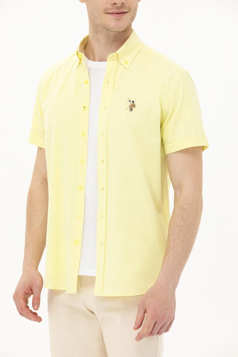 Erkek Açık Sarı Kısa Kollu Gömlek - 50262846020