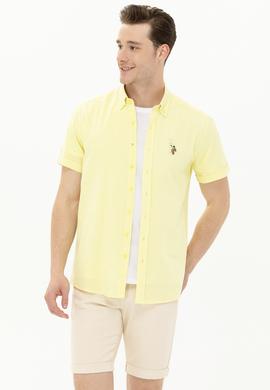 Erkek Açık Sarı Kısa Kollu Gömlek - 50262846020