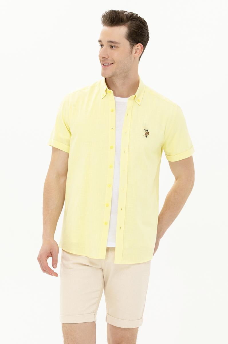 Erkek Açık Sarı Kısa Kollu Gömlek