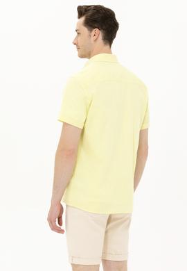 Erkek Açık Sarı Kısa Kollu Gömlek - 50262846020