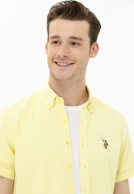 Erkek Açık Sarı Kısa Kollu Gömlek - 50262846020