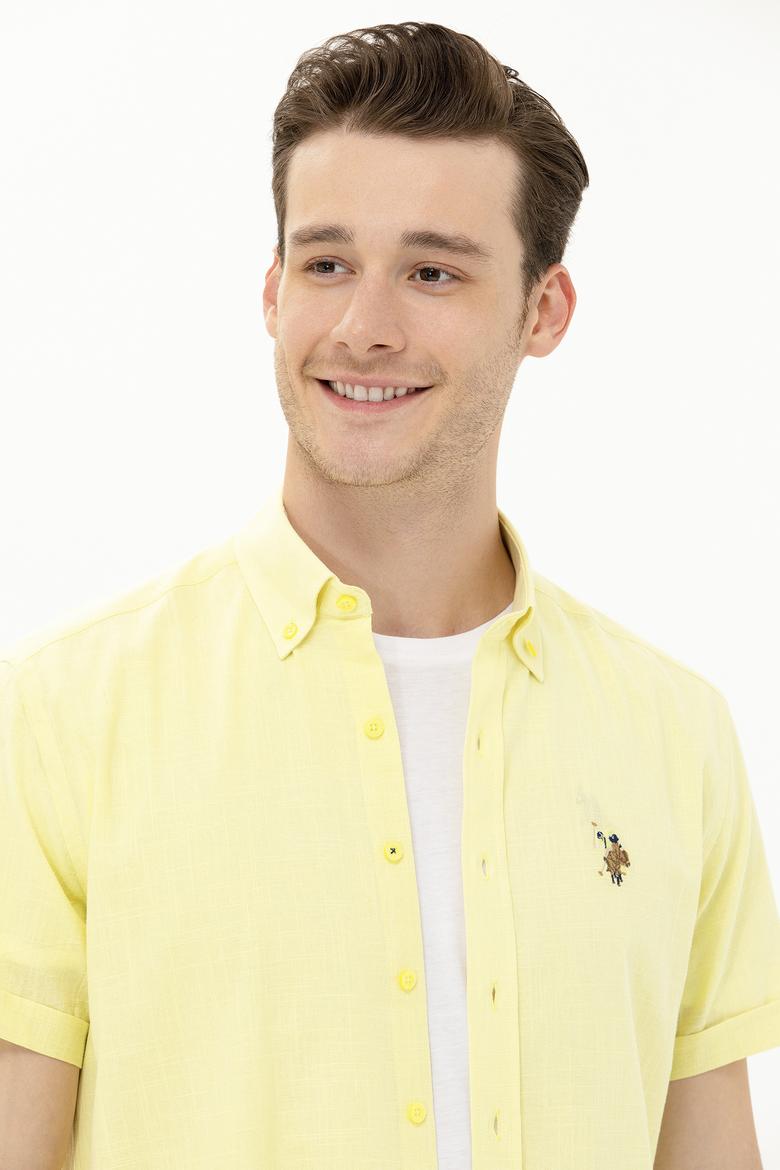 Erkek Açık Sarı Kısa Kollu Gömlek - 50262846020