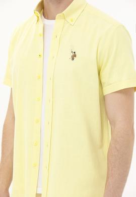 Erkek Açık Sarı Kısa Kollu Gömlek - 50262846020