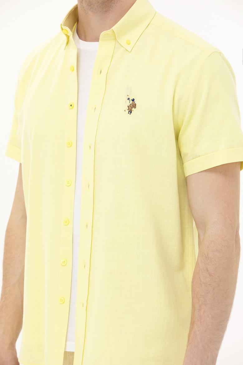 Erkek Açık Sarı Kısa Kollu Gömlek - 50262846020