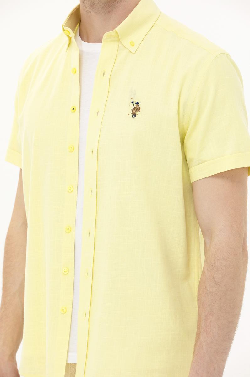 Erkek Açık Sarı Kısa Kollu Gömlek