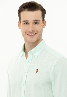 Erkek Su Yeşili Uzun Kollu Basic Gömlek - 50262872054