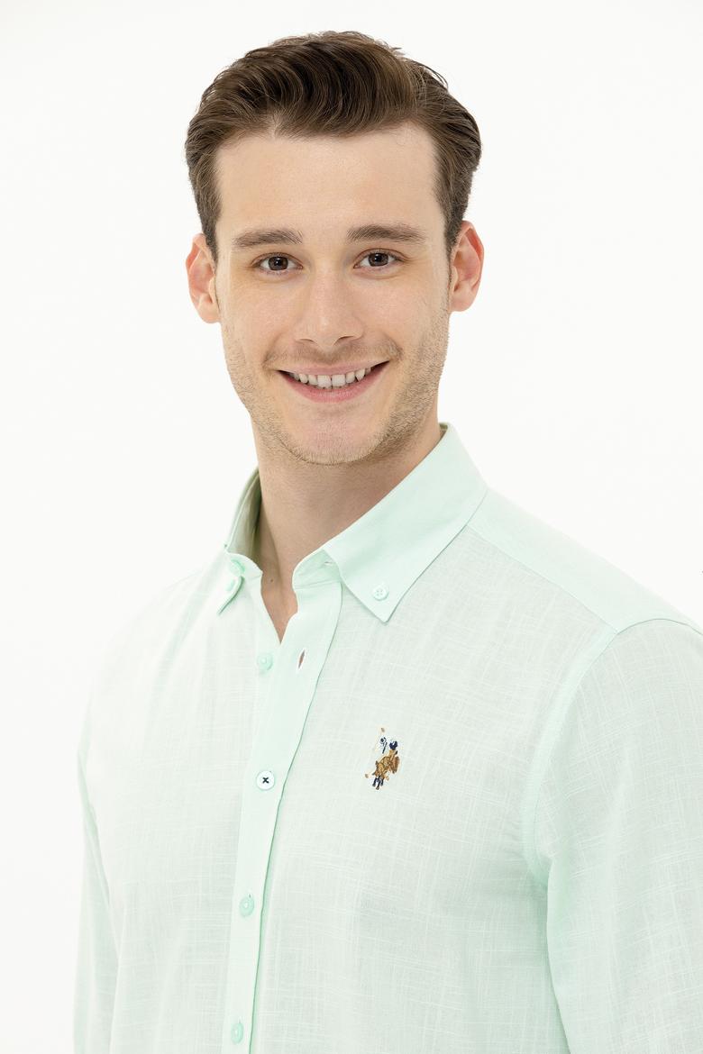 Erkek Su Yeşili Uzun Kollu Basic Gömlek - 50262872054