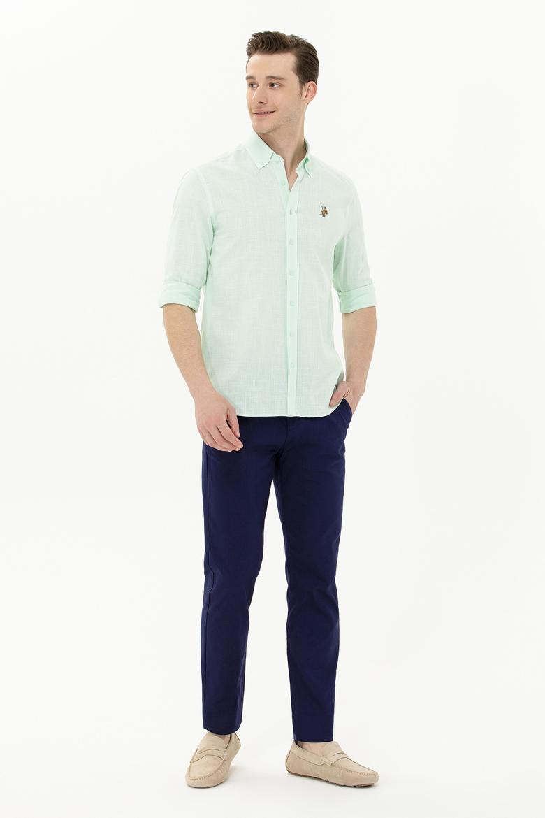 Erkek Su Yeşili Uzun Kollu Basic Gömlek - 50262872054