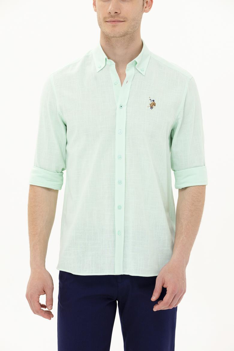 Erkek Su Yeşili Uzun Kollu Basic Gömlek - 50262872054