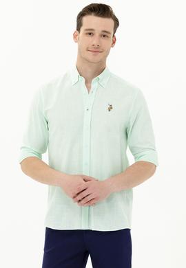 Erkek Su Yeşili Uzun Kollu Basic Gömlek - 50262872054