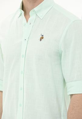 Erkek Su Yeşili Uzun Kollu Basic Gömlek - 50262872054