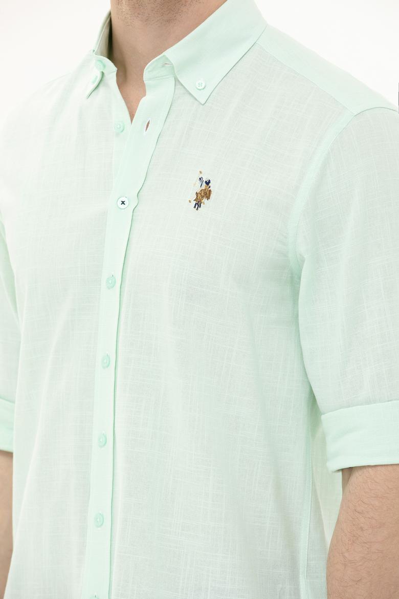 Erkek Su Yeşili Uzun Kollu Basic Gömlek - 50262872054