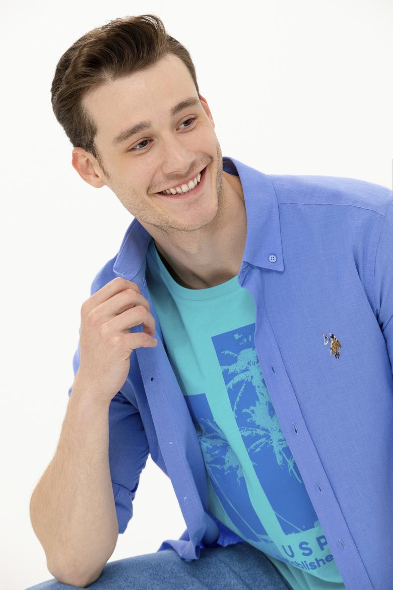 Erkek Mavi Uzun Kollu Basic Gömlek - 50262872087