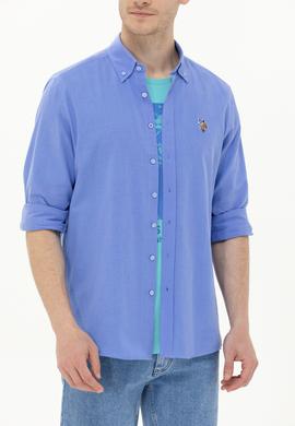 Erkek Mavi Uzun Kollu Basic Gömlek - 50262872087