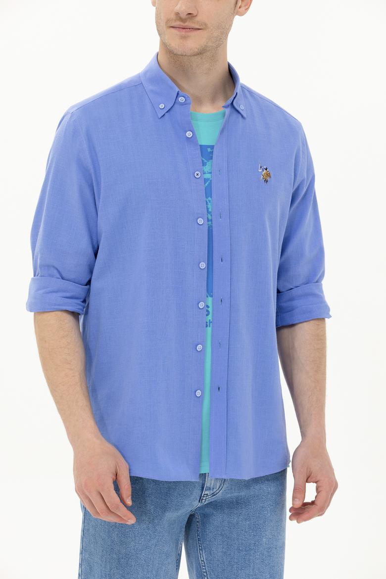 Erkek Mavi Uzun Kollu Basic Gömlek - 50262872087