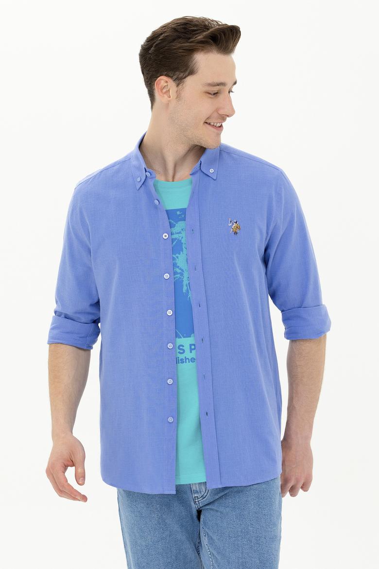 Erkek Mavi Uzun Kollu Basic Gömlek