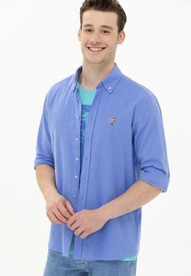 Erkek Mavi Uzun Kollu Basic Gömlek - 50262872087