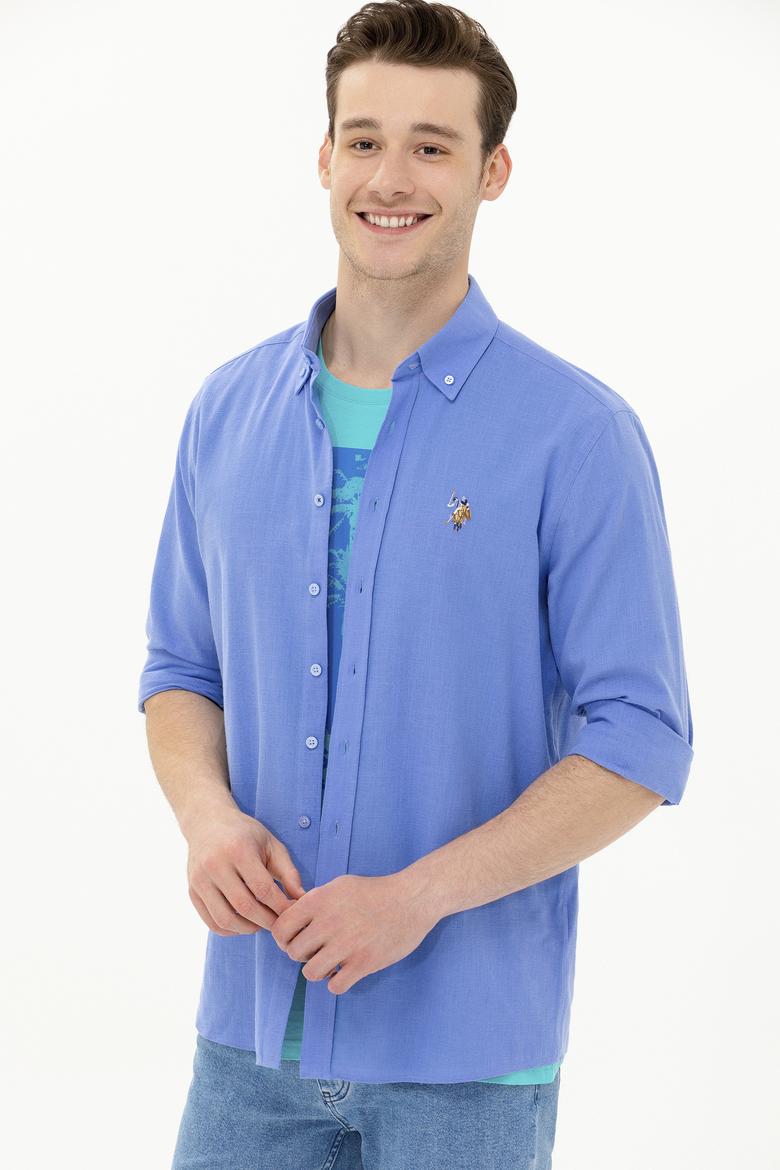 Erkek Mavi Uzun Kollu Basic Gömlek - 50262872087