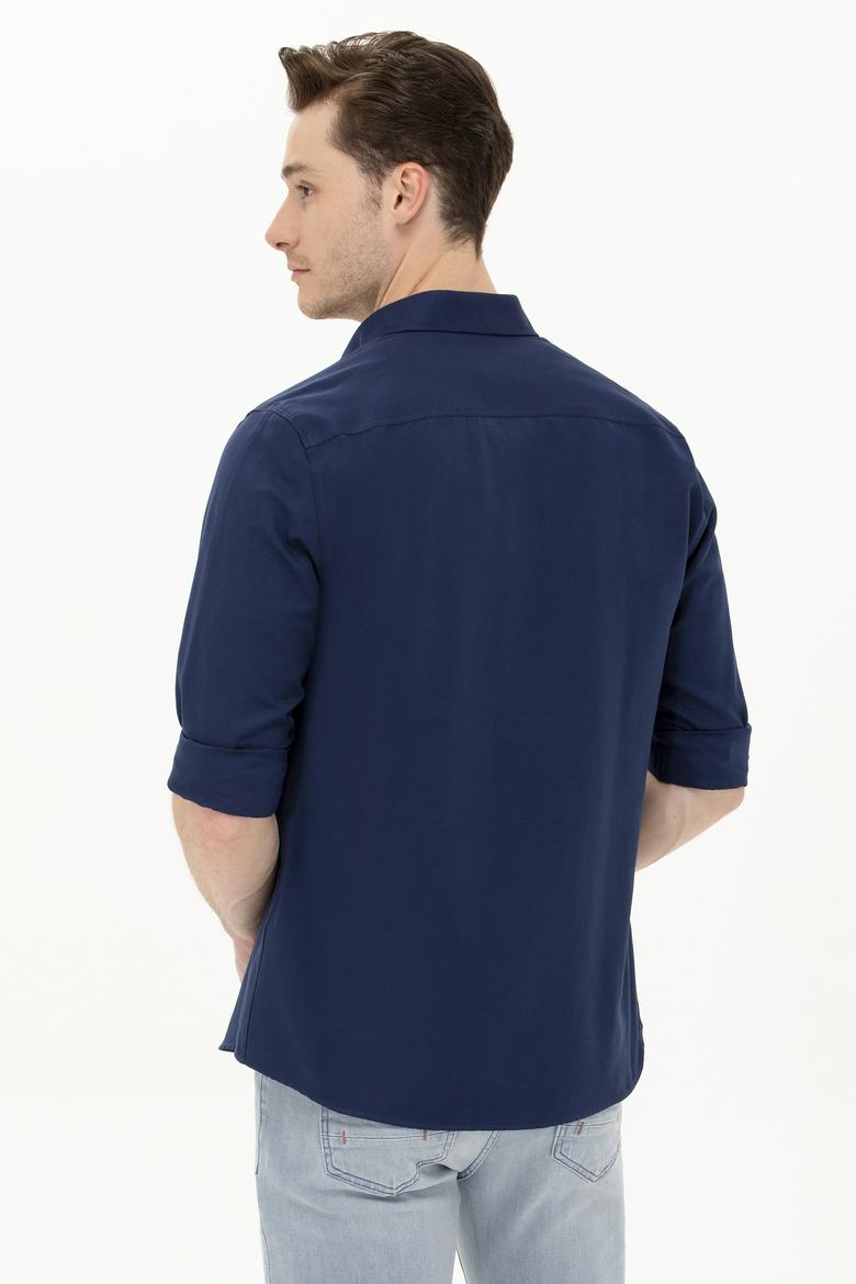 Erkek Lacivert Uzun Kollu Basic Gömlek - 50262932090