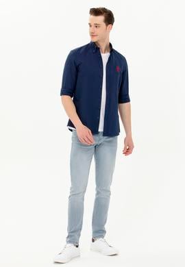 Erkek Lacivert Uzun Kollu Basic Gömlek - 50262932090