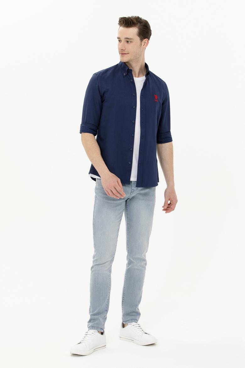 Erkek Lacivert Uzun Kollu Basic Gömlek - 50262932090