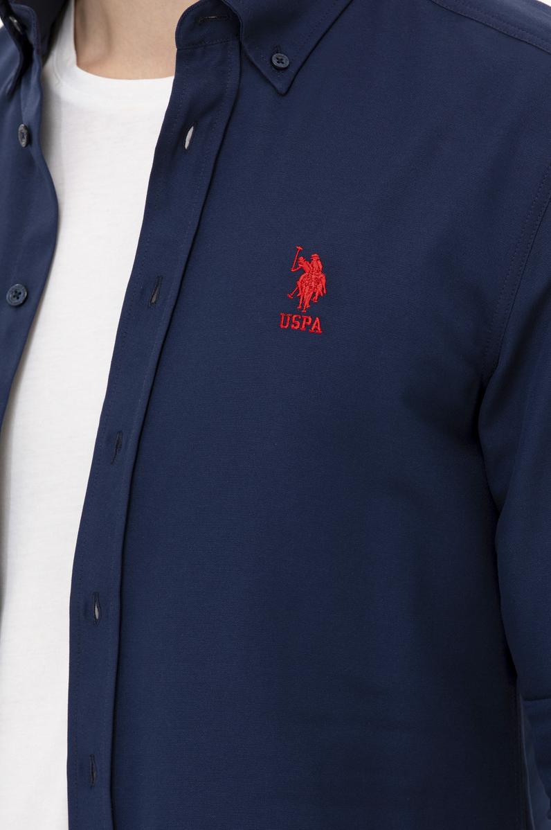 Erkek Lacivert Uzun Kollu Basic Gömlek