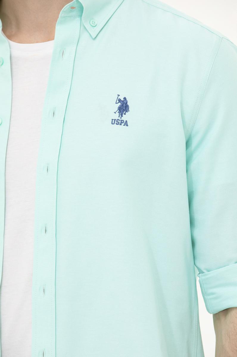 Erkek Su Yeşili Uzun Kollu Basic Gömlek