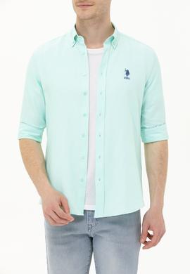 Erkek Su Yeşili Uzun Kollu Basic Gömlek - 50262932048