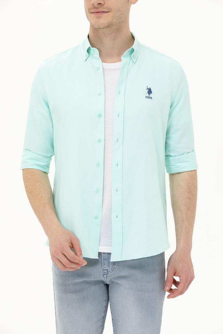 Erkek Su Yeşili Uzun Kollu Basic Gömlek - 50262932048