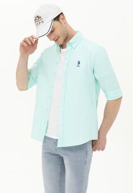 Erkek Su Yeşili Uzun Kollu Basic Gömlek - 50262932048