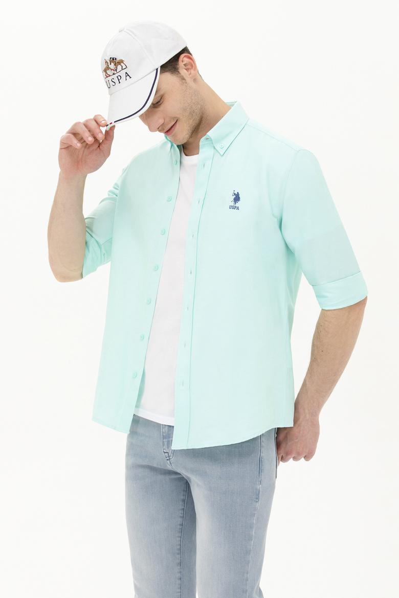 Erkek Su Yeşili Uzun Kollu Basic Gömlek - 50262932048