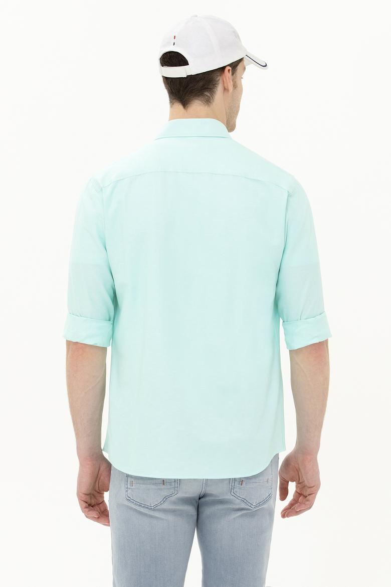Erkek Su Yeşili Uzun Kollu Basic Gömlek - 50262932048