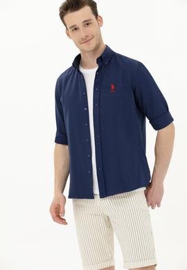 Erkek Lacivert Uzun Kollu Basic Gömlek - 50262934025