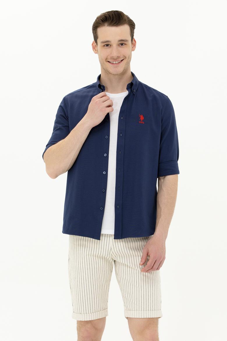 Erkek Lacivert Uzun Kollu Basic Gömlek