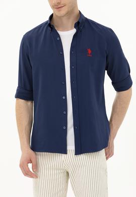 Erkek Lacivert Uzun Kollu Basic Gömlek - 50262934025