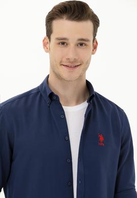 Erkek Lacivert Uzun Kollu Basic Gömlek - 50262934025