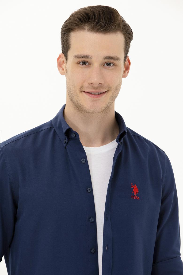 Erkek Lacivert Uzun Kollu Basic Gömlek - 50262934025