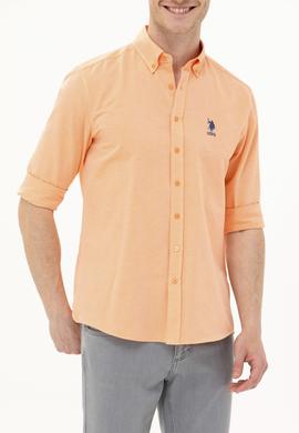 Erkek Turuncu Uzun Kollu Basic Gömlek - 50262934038