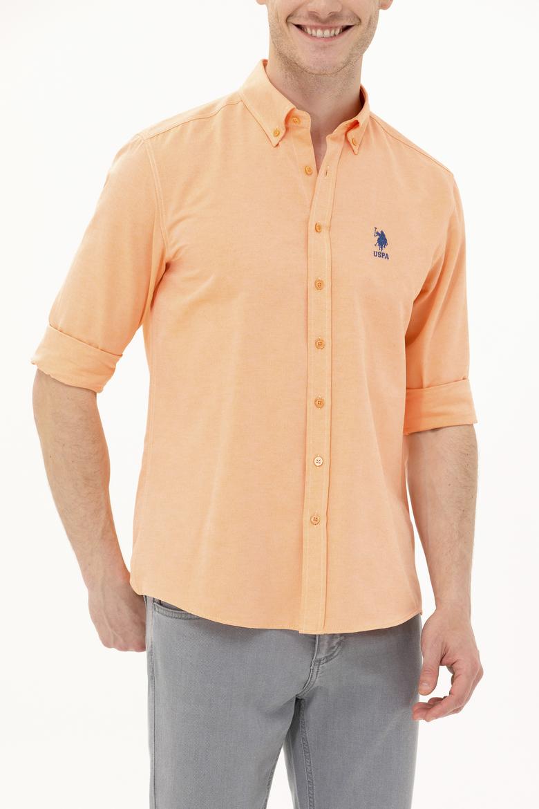 Erkek Turuncu Uzun Kollu Basic Gömlek - 50262934038