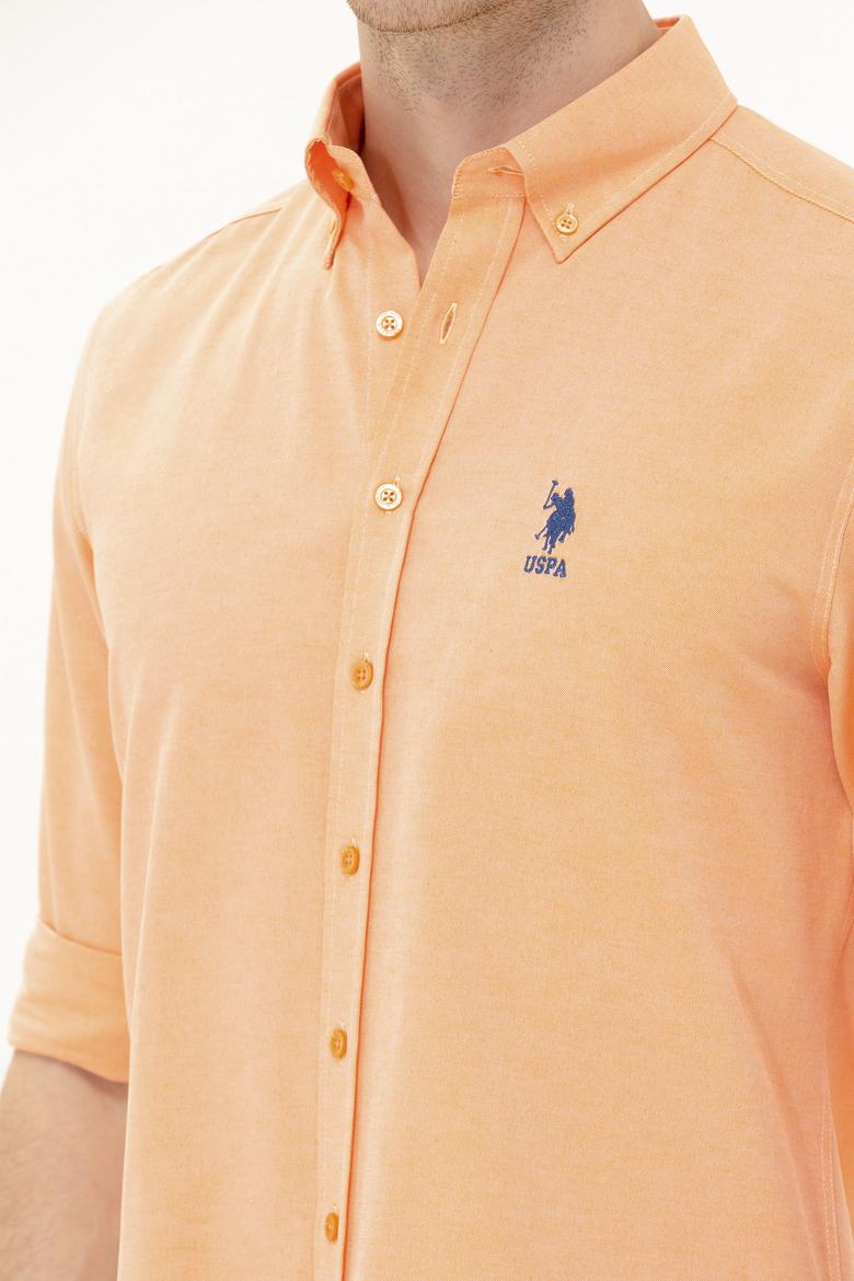 Erkek Turuncu Uzun Kollu Basic Gömlek - 50262934038