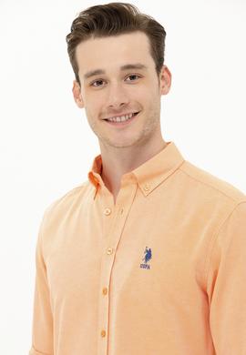 Erkek Turuncu Uzun Kollu Basic Gömlek - 50262934038