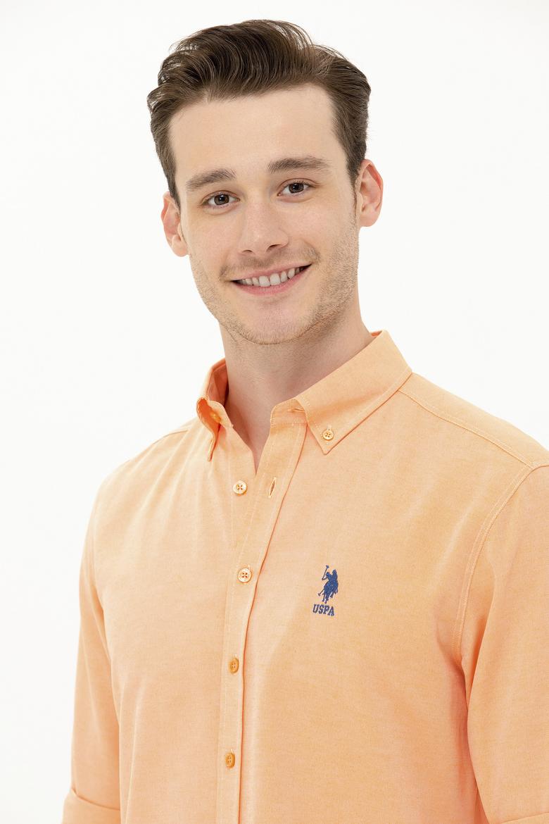 Erkek Turuncu Uzun Kollu Basic Gömlek - 50262934038