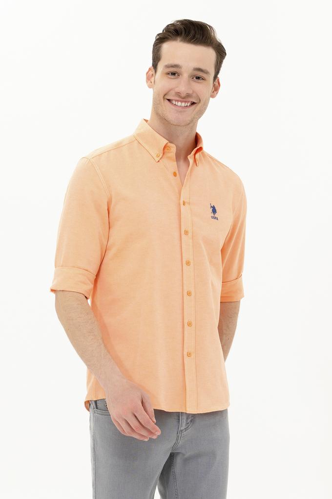 Erkek Turuncu Uzun Kollu Basic Gömlek