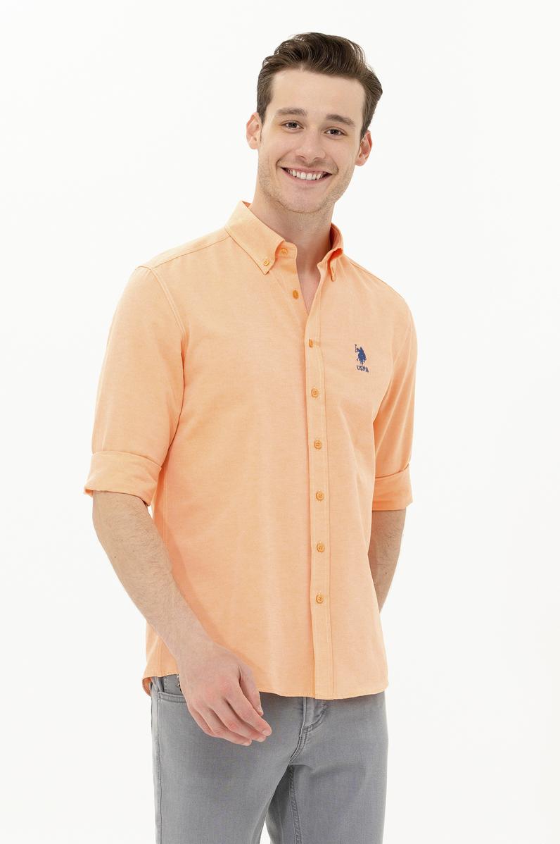 Erkek Turuncu Uzun Kollu Basic Gömlek