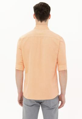 Erkek Turuncu Uzun Kollu Basic Gömlek - 50262934038