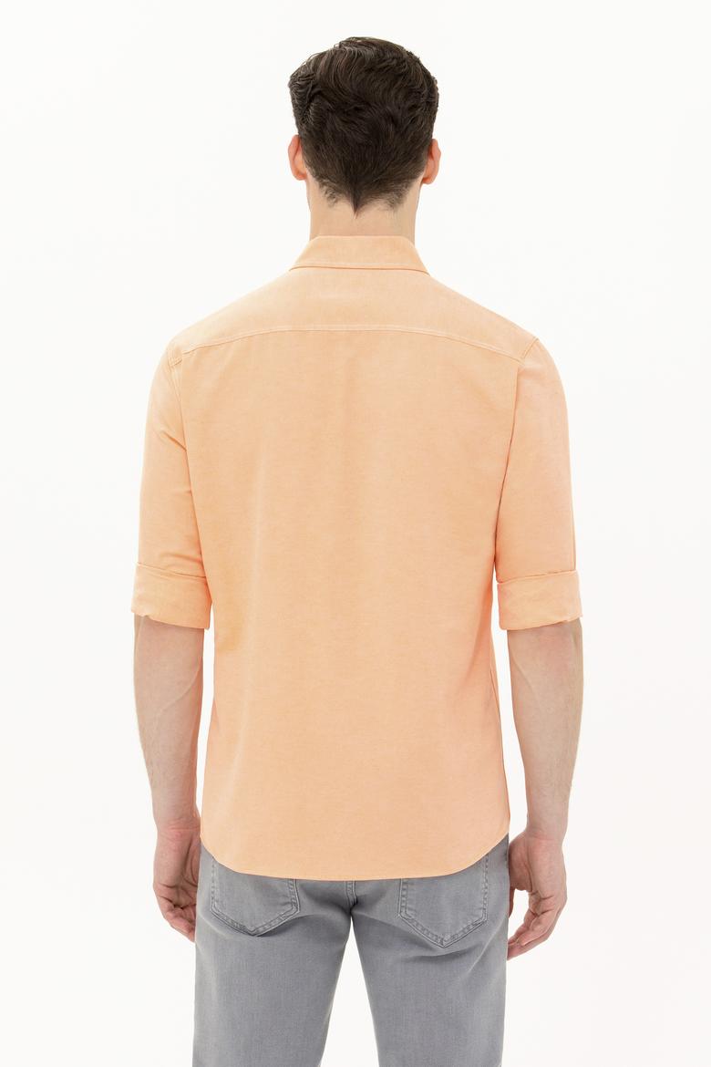 Erkek Turuncu Uzun Kollu Basic Gömlek - 50262934038