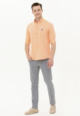 Erkek Turuncu Uzun Kollu Basic Gömlek - 50262934038