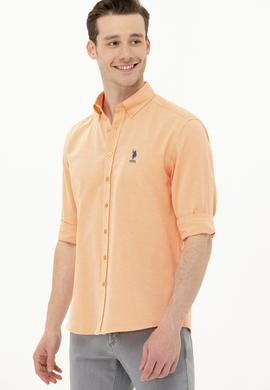 Erkek Turuncu Uzun Kollu Basic Gömlek - 50262934038