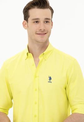 Erkek Neon Sarı Uzun Kollu Basic Gömlek - 50262934051
